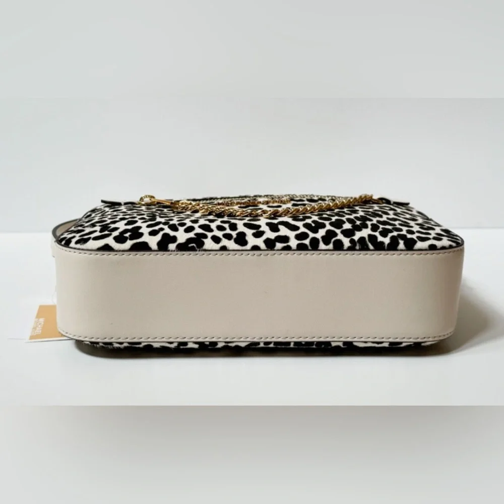 MICHAEL KORS JET SET ITEM CHAIN CROSSBODY BAG LIGHT CREAM MULTI CALF HAIR NWT - Picture 3 of 16